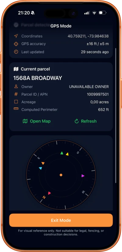 GPS Mode — AcreBound iOS app screenshot