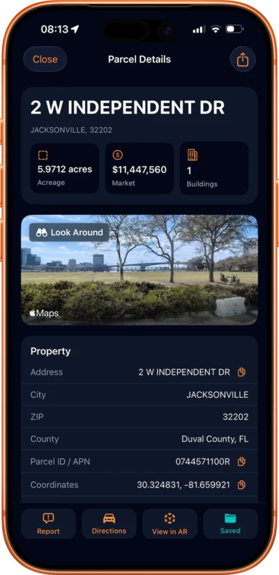 AcreBound Texas parcel map with parcel details